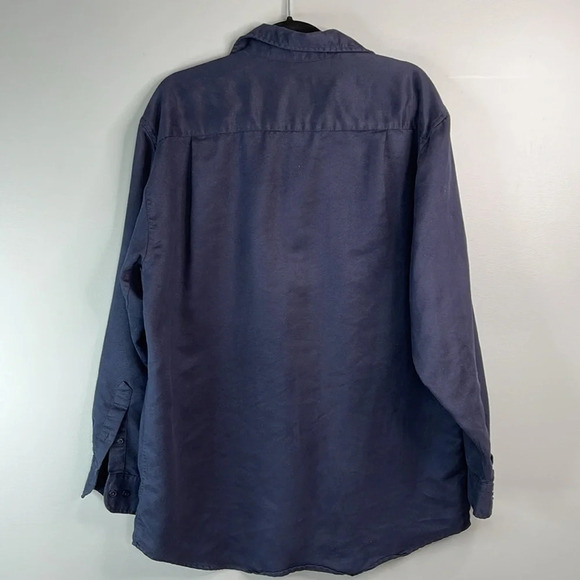 VINTAGE 90s Retreat Men’s Navy Blue Chamois  Microfibre Boxy Shirt Size M 15.5 - Picture 8 of 13